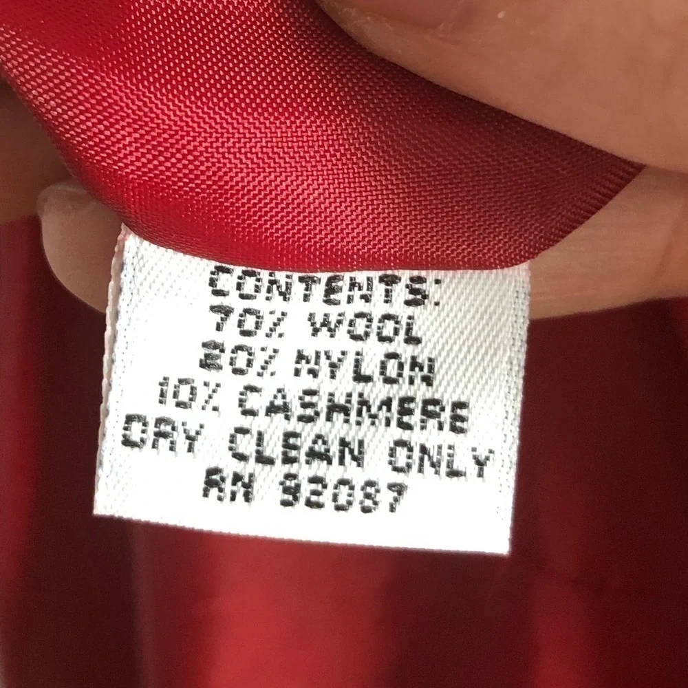 Saks Fifth Ave Wool Cashmere Pea Coat Red 10P Petite Women’s Jacket
